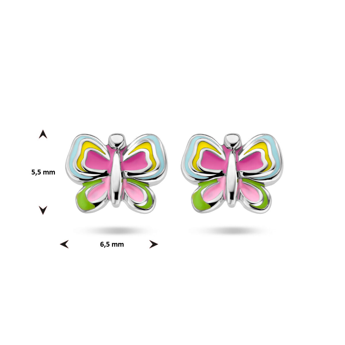 puces d'oreilles papillon argent rhodié