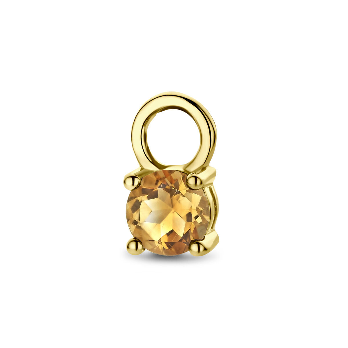 Pendentif pour boucle d'oreille en or jaune 14K avec une pierre citrine ronde.