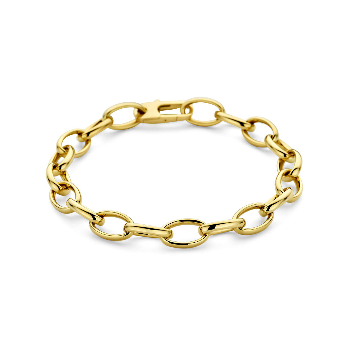 Bracelet en or 14 carats avec maillons ancrés de 8 mm.