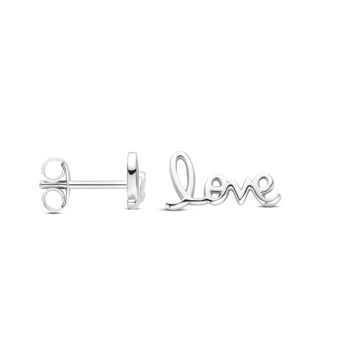puces d'oreilles love 6 mm argent rhodié