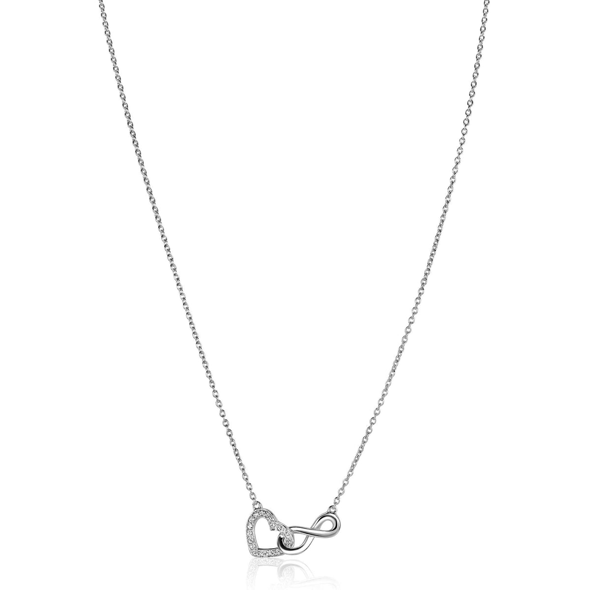 Collier en argent avec un pendentif infini orné de strass.