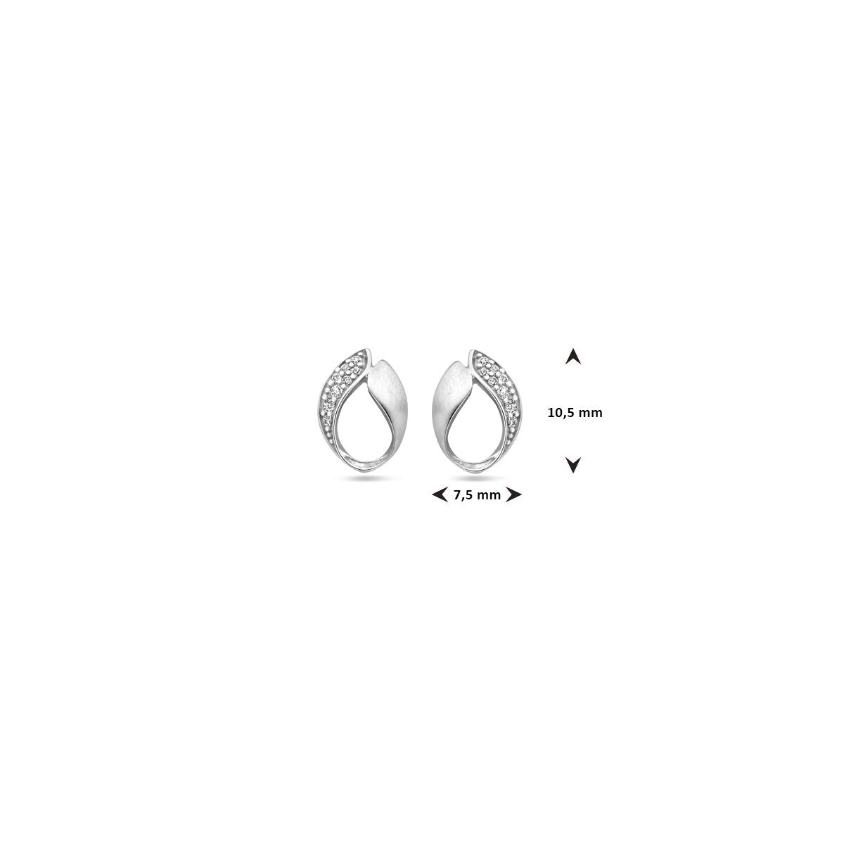 puces d'oreilles zircone poli/mat 10,5 mm argent rhodié