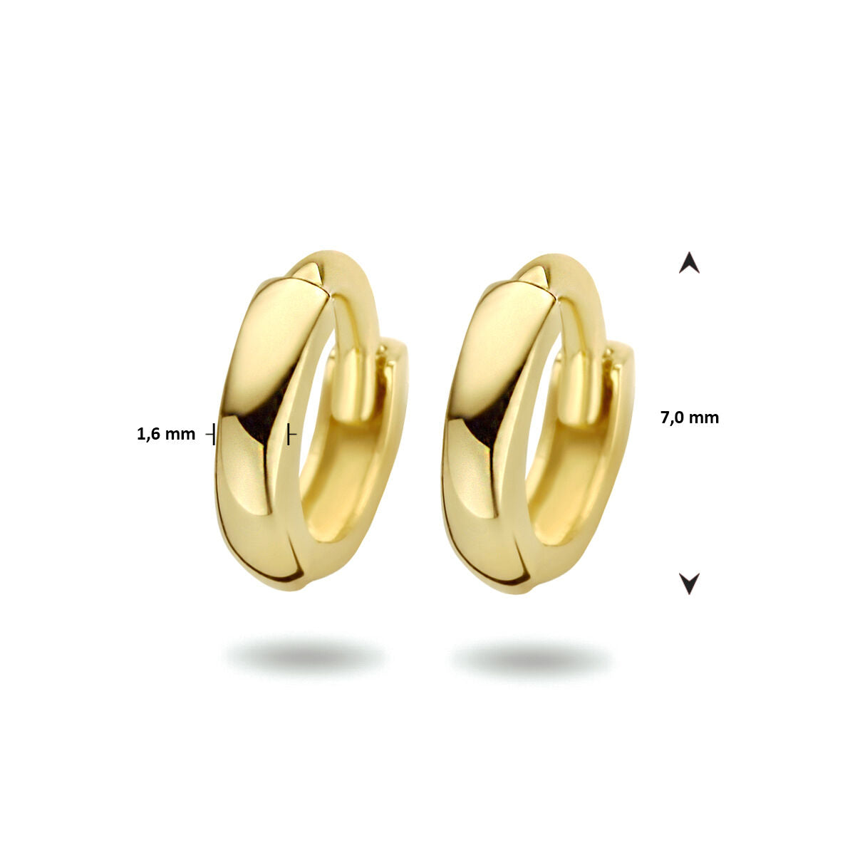 créoles 1,6 x 7,0 mm or jaune 14K