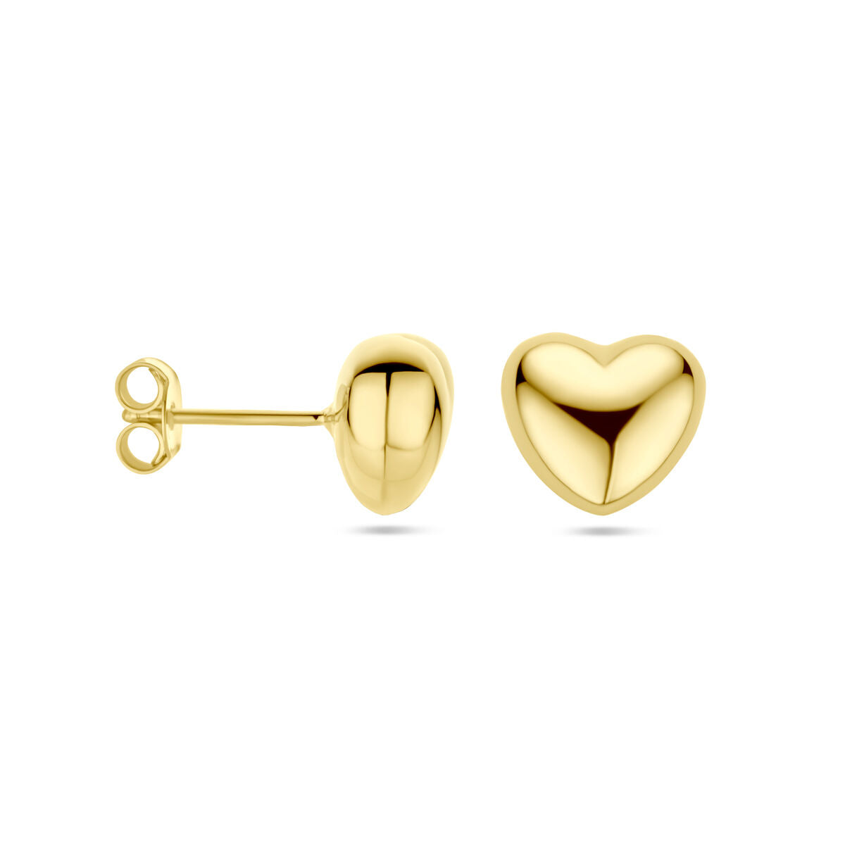 puces d'oreilles cœur 1 micron argent plaqué or (jaune)