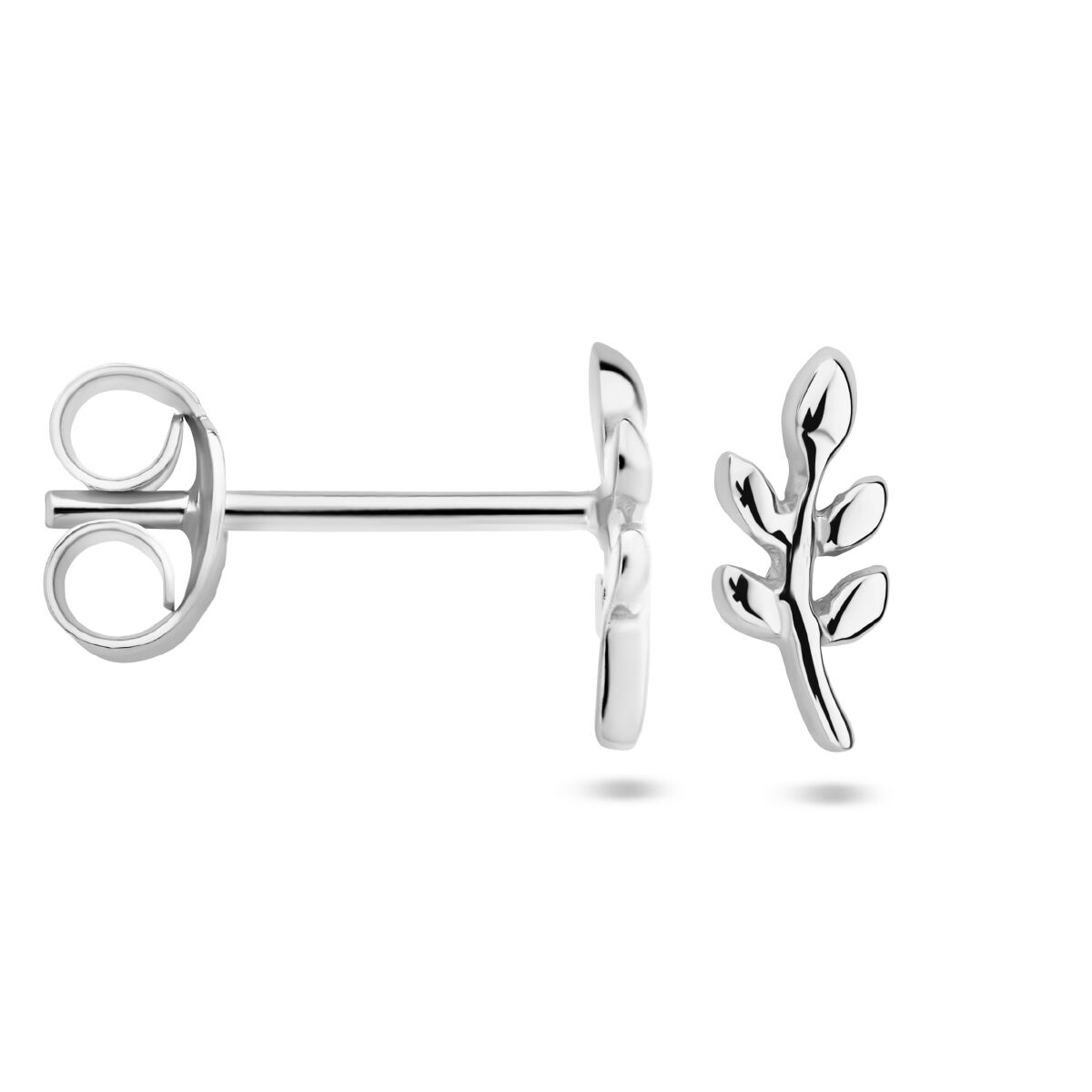 puces d'oreilles feuille argent rhodié