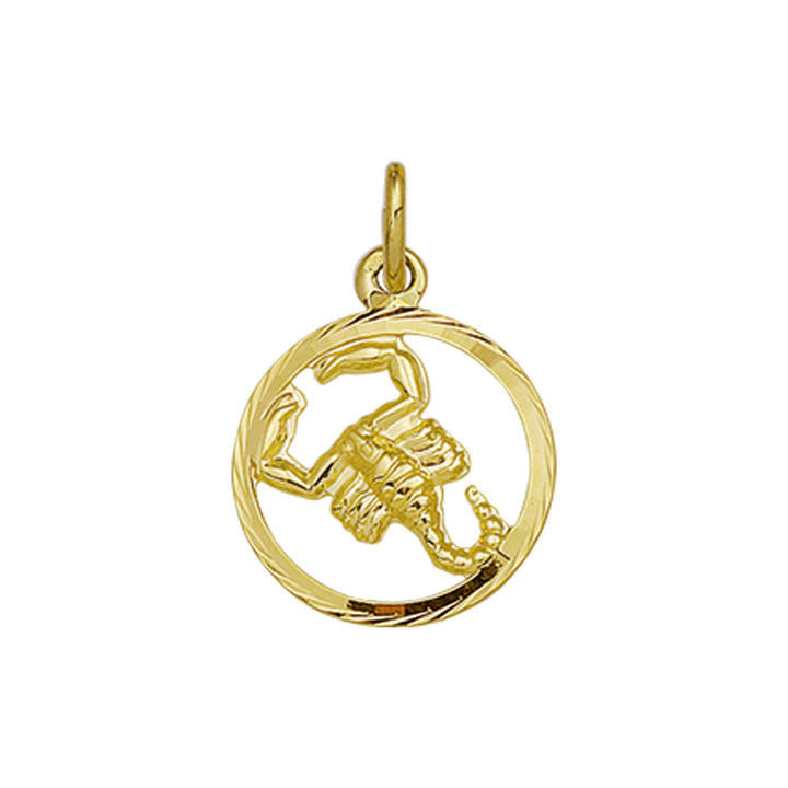 De Van der Kooij Collectie hanger sterrenbeeld gediamanteerd 14K geelgoud heeft een cirkelvormig montuur en een gedetailleerd schorpioenontwerp, waardoor het de perfecte sieraad is voor liefhebbers van de Schorpioen.