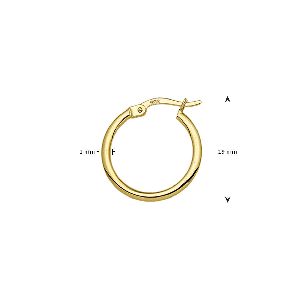 créole 19 mm par pièce or jaune 14K