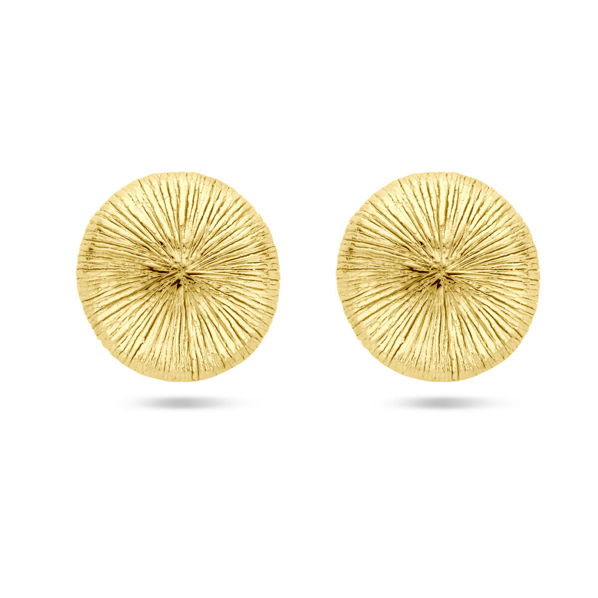 Boucles d'oreilles dorées de 25 mm avec un motif texturé en relief.