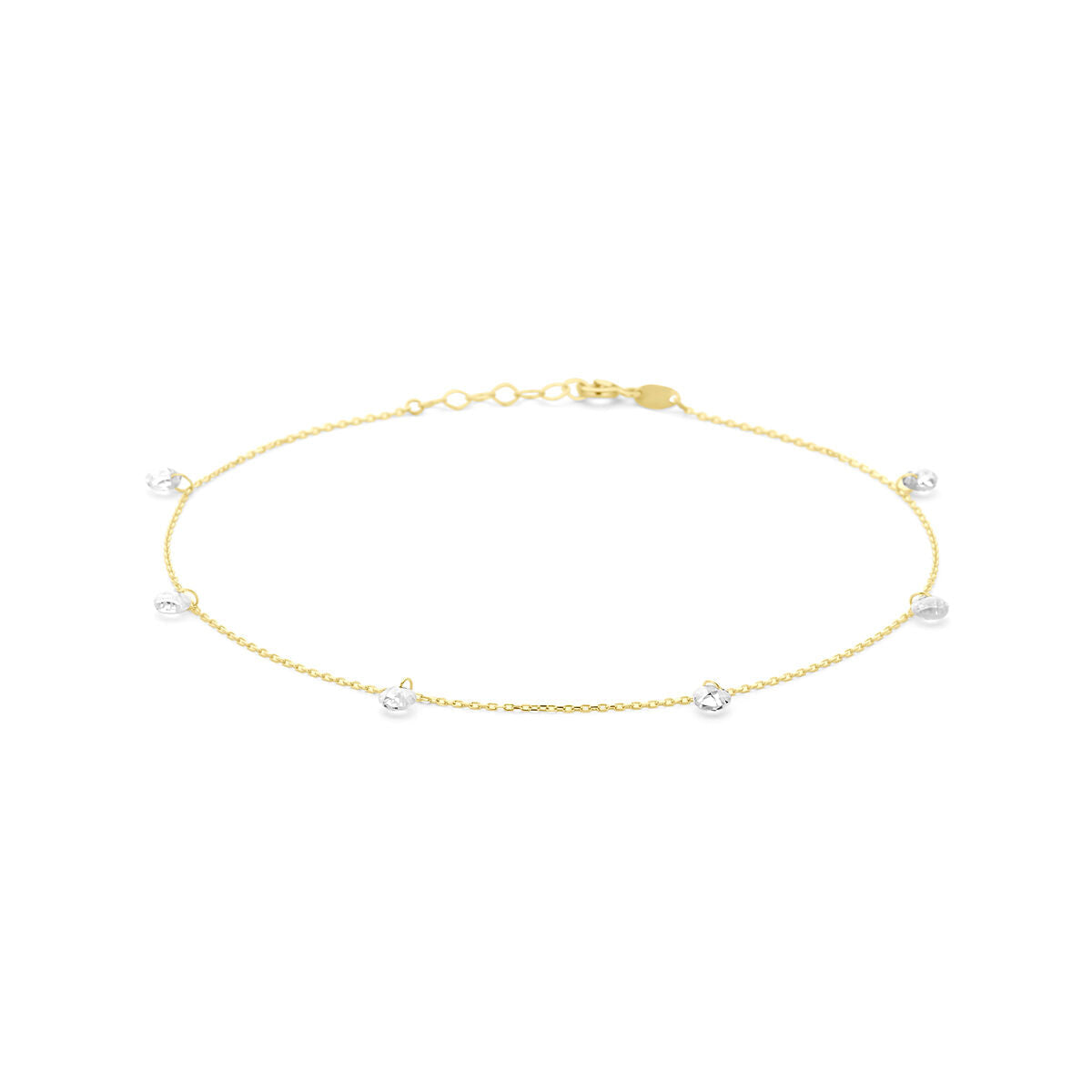 Bracelet en or jaune 14K avec des zirconias de 1,0 mm, longueur de 24 + 2 cm.