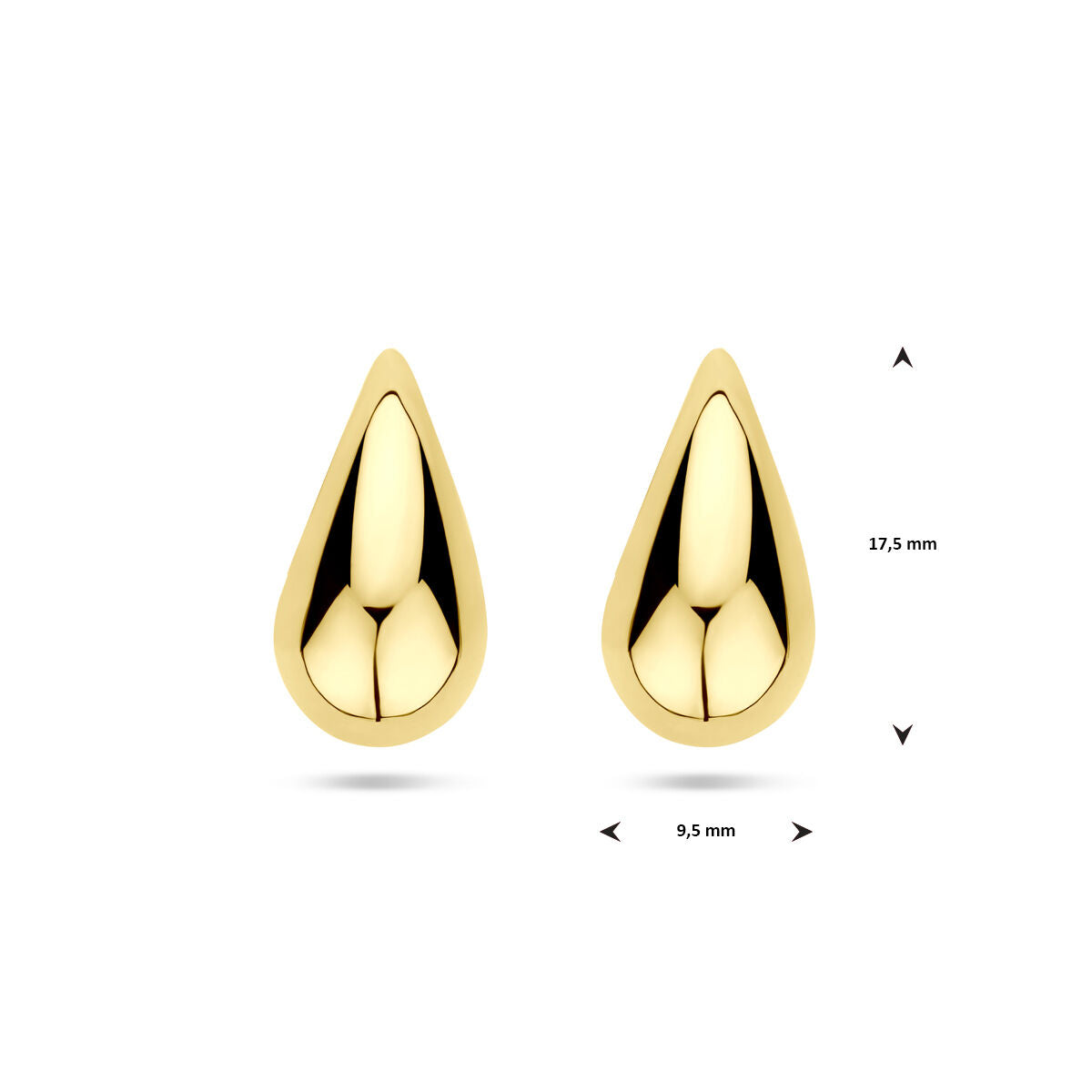 puces d'oreilles goutte 17,5 mm or jaune