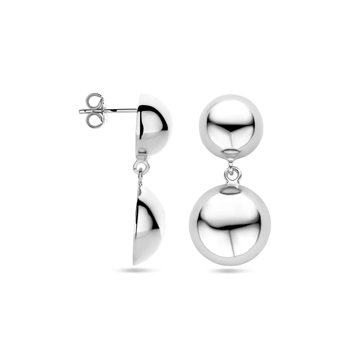 boucles d'oreilles demi-sphériques 31 mm argent rhodié