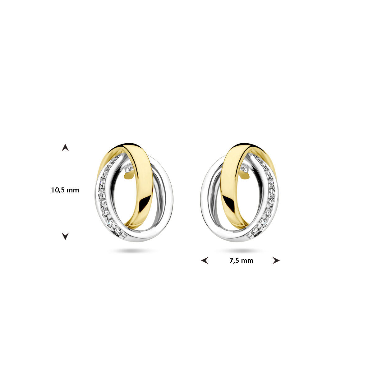 puces d'oreilles diamant 0.05ct (2x 0.025ct) h si or bicolore jaune/blanc 14K