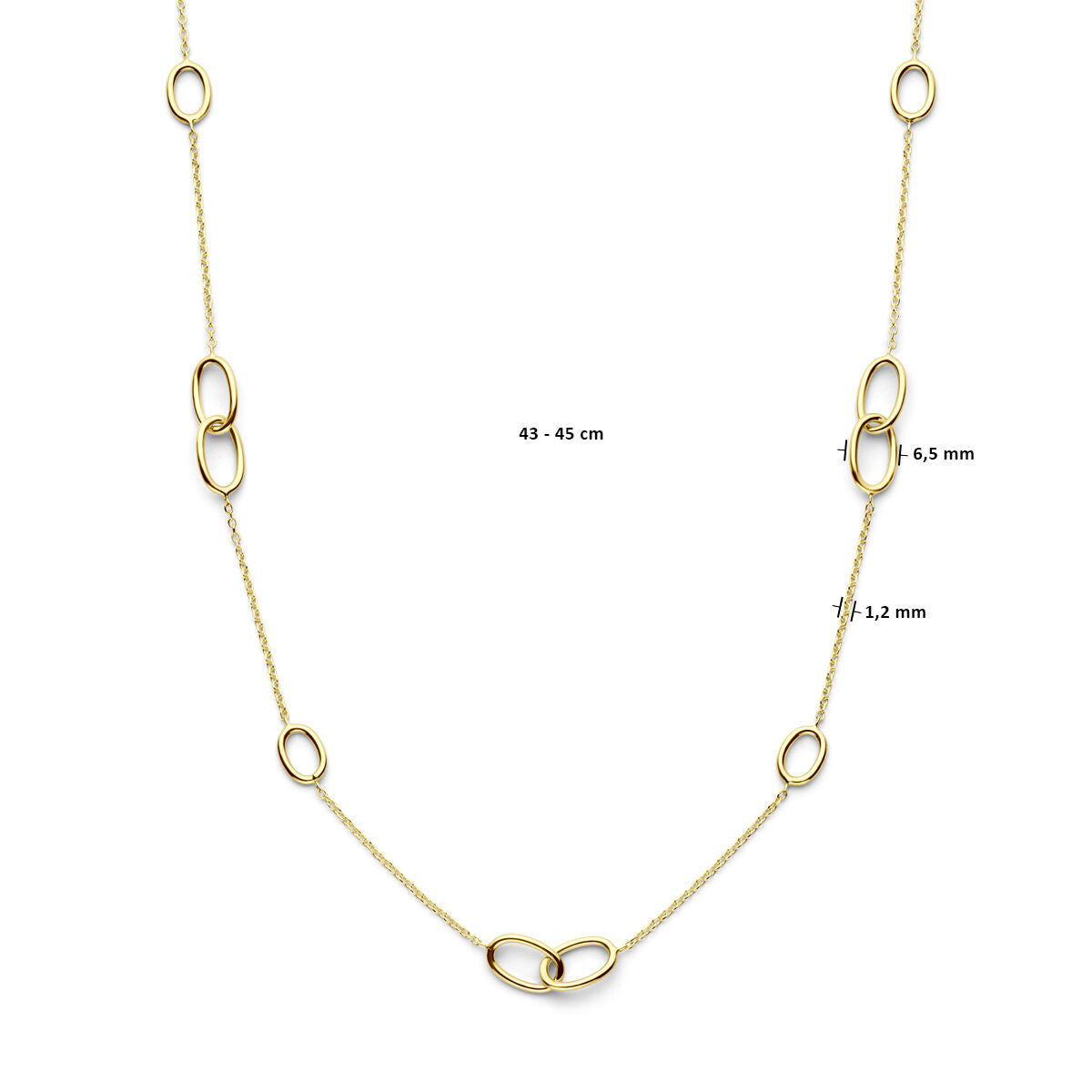 collier ovales 43 - 45 cm or jaune 14K