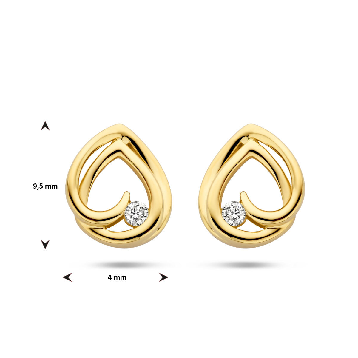 puces d'oreilles diamant 0.05ct (2x0.025ct) h si or jaune 14K
