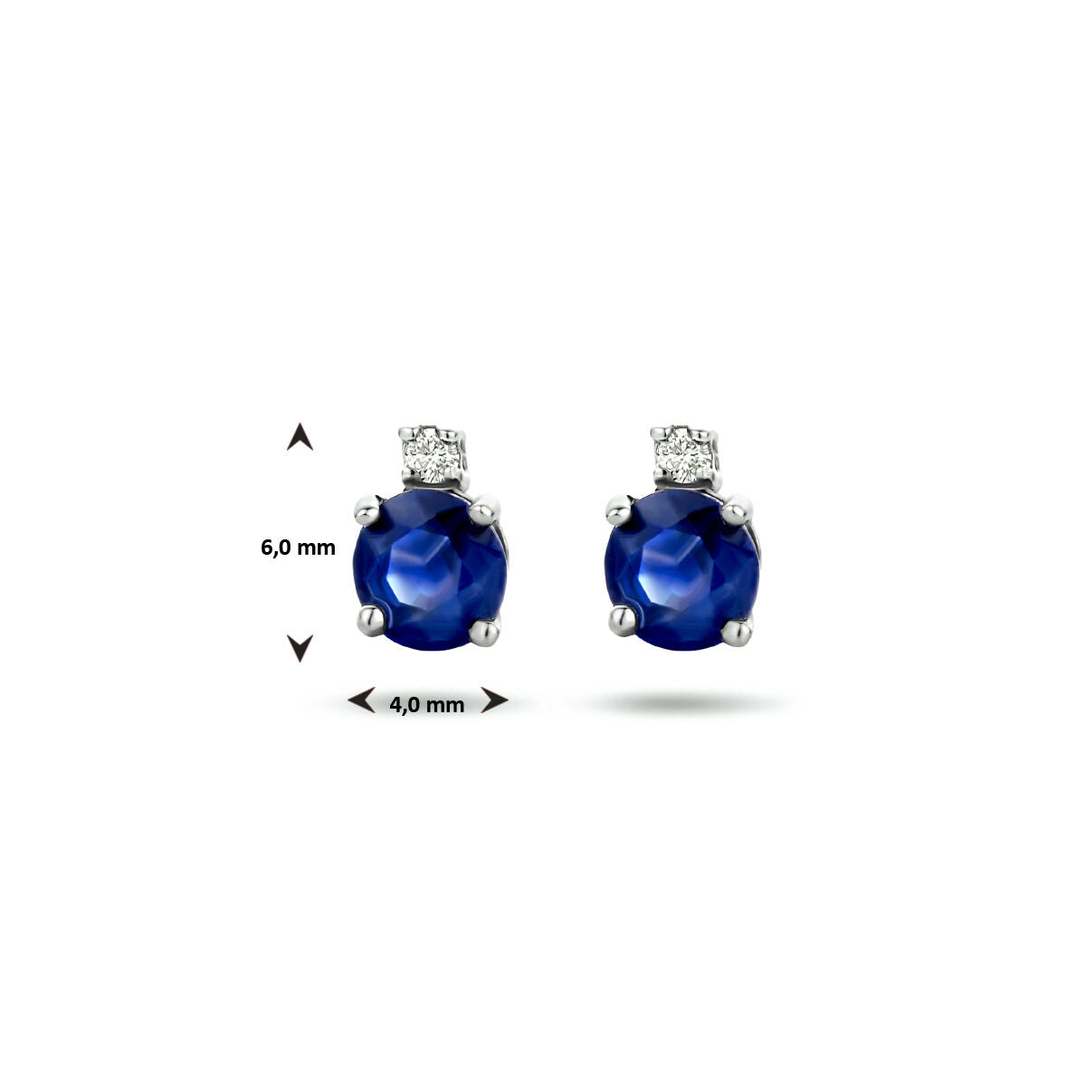 puces d'oreilles saphir et diamant (2x 0.015ct) h si or blanc 14K