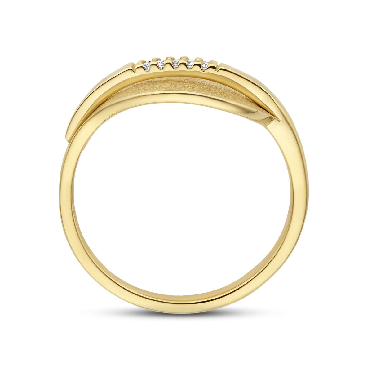bague feuille rayée diamant 0.025ct h si or jaune 14K