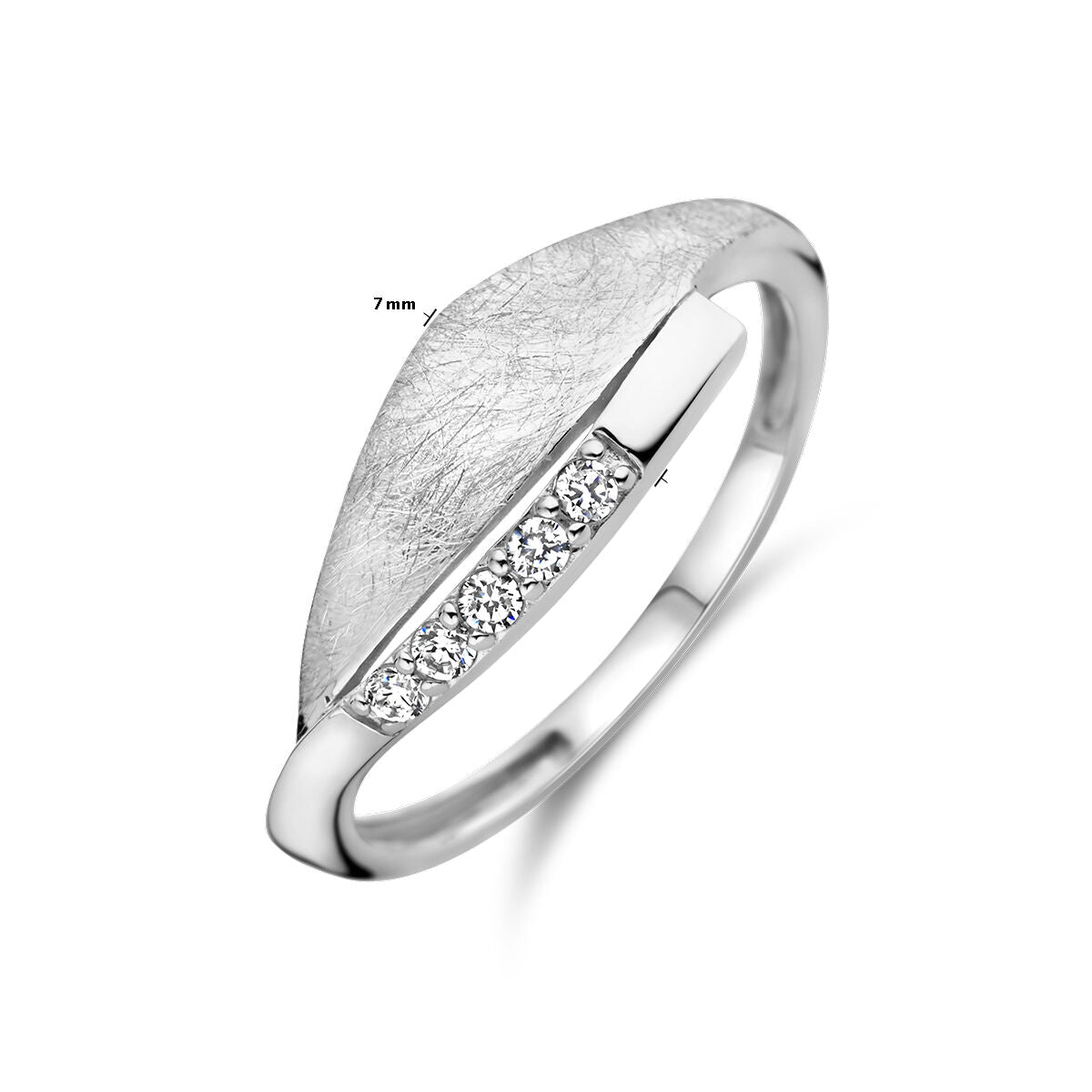 bague zircone rayée argent rhodié