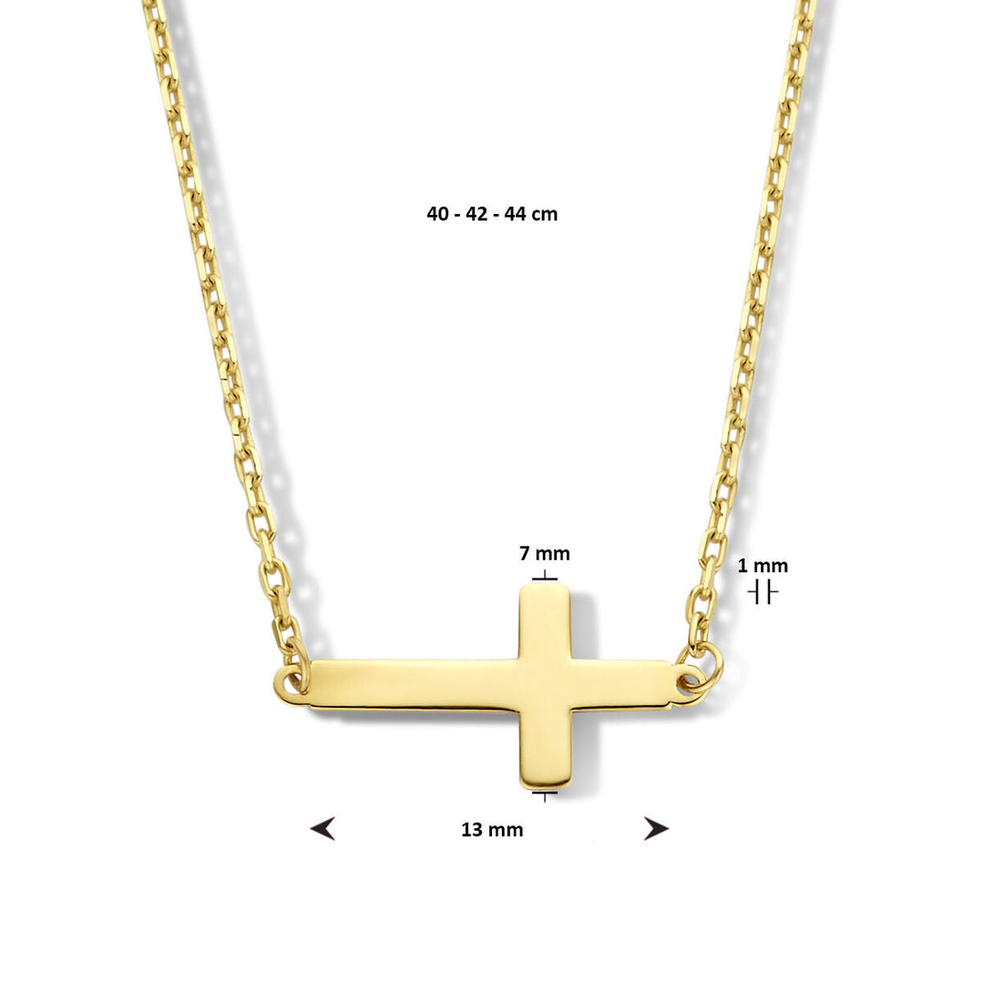 Gouden dames ketting kruis 14K