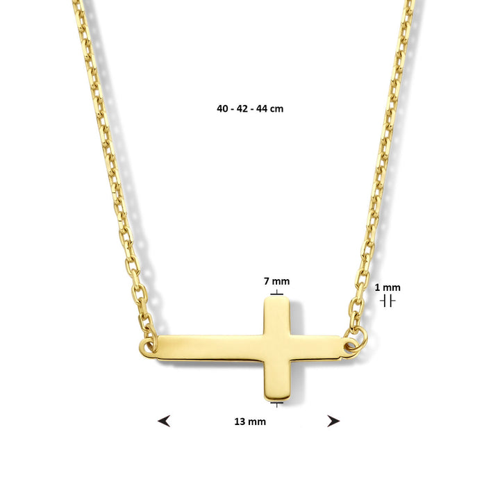 Gouden dames ketting kruis 14K