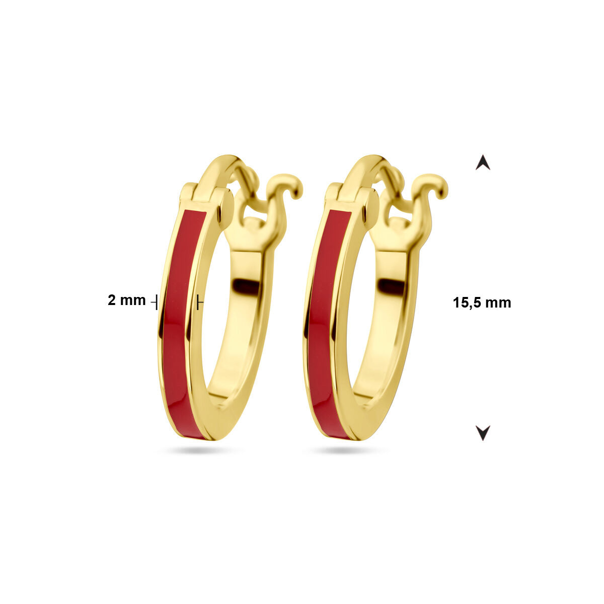 Créoles en argent plaqué or avec émail rouge