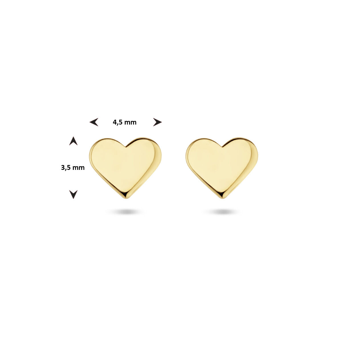 puces d'oreilles cœur 14K or jaune