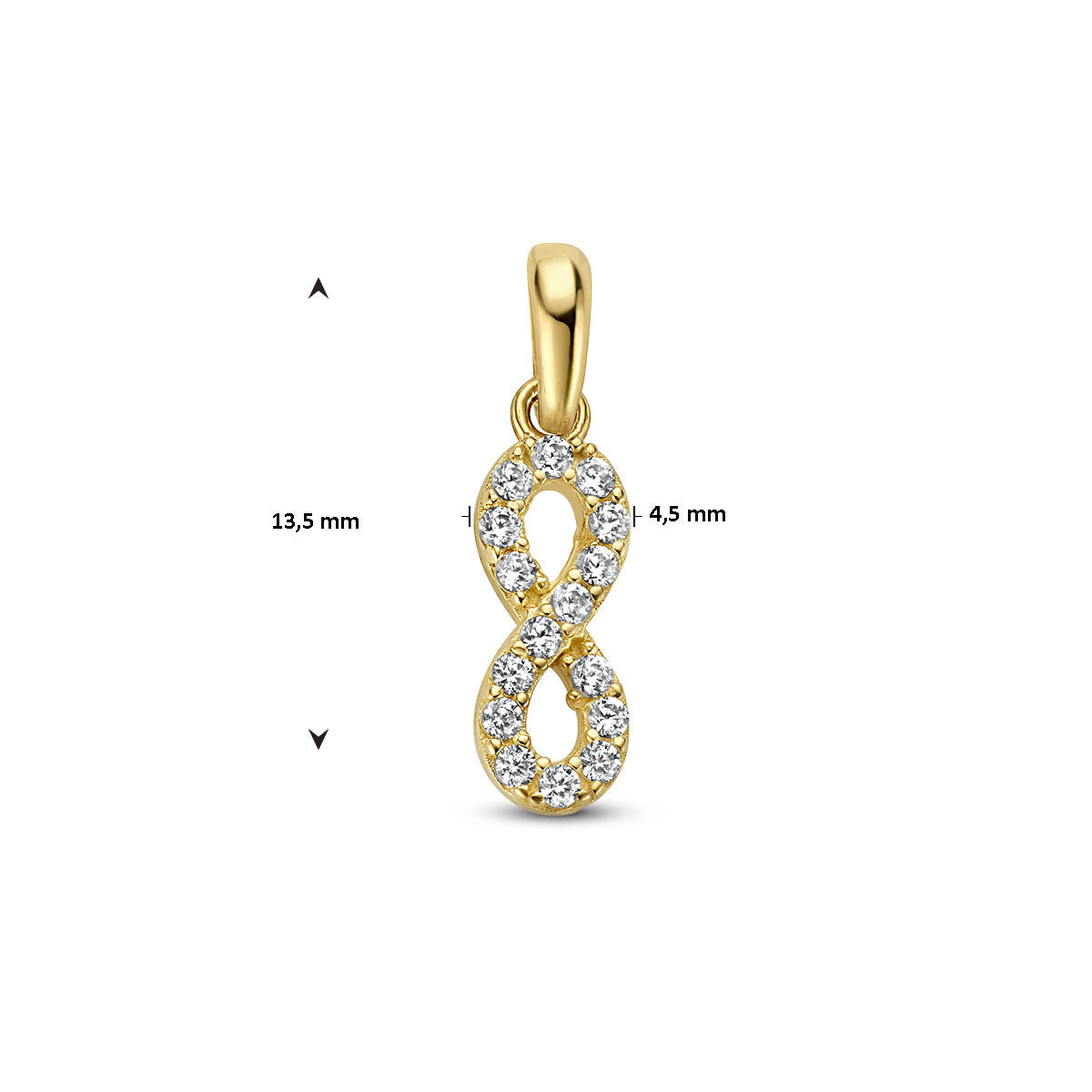 pendentif infinity zircone or jaune 14K