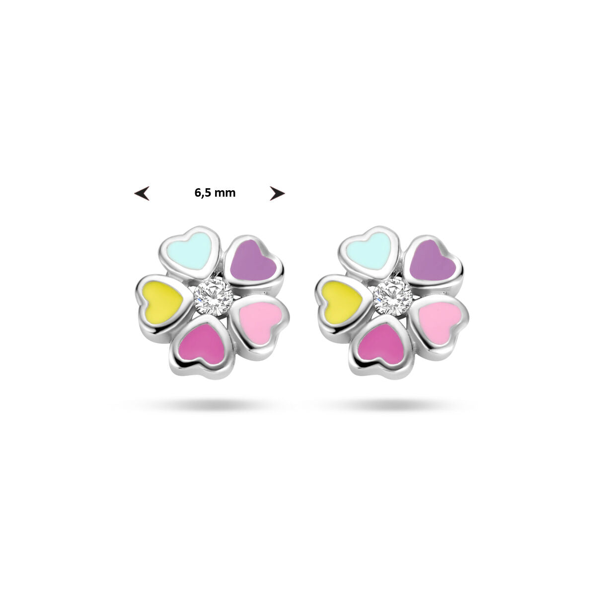puces d'oreilles fleur zircone argent rhodié