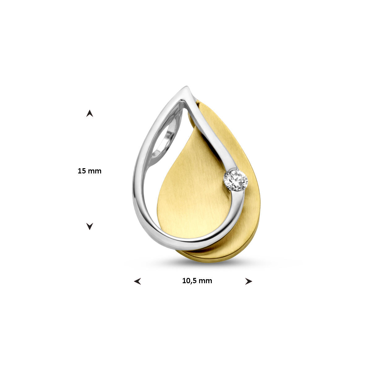 pendentif diamant 0.03ct h si or bicolore jaune/blanc