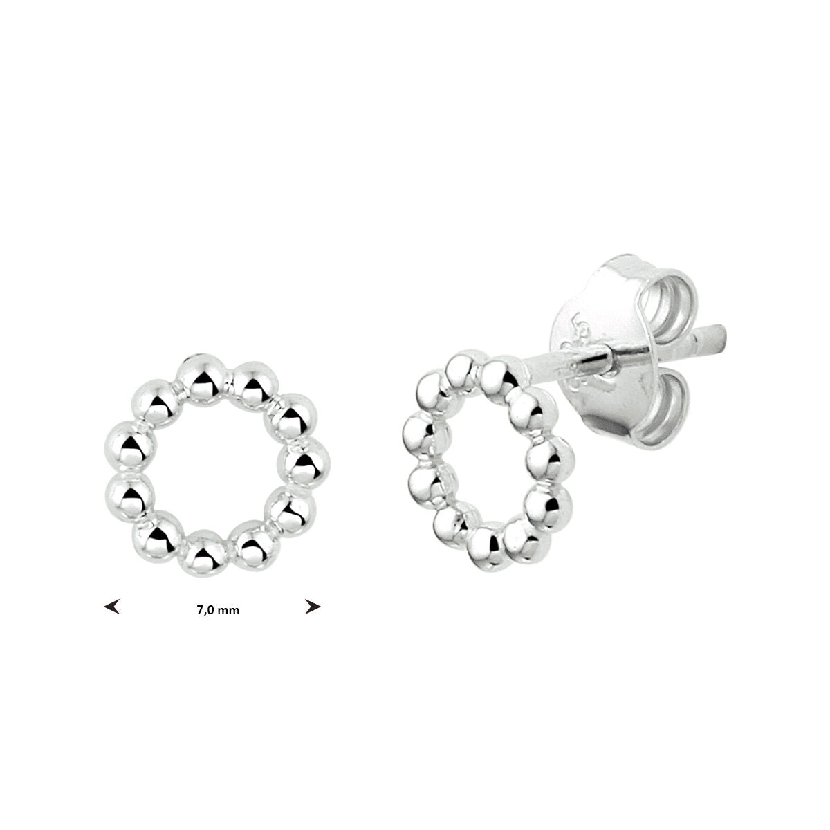 puces d'oreilles rondes boules argent rhodié