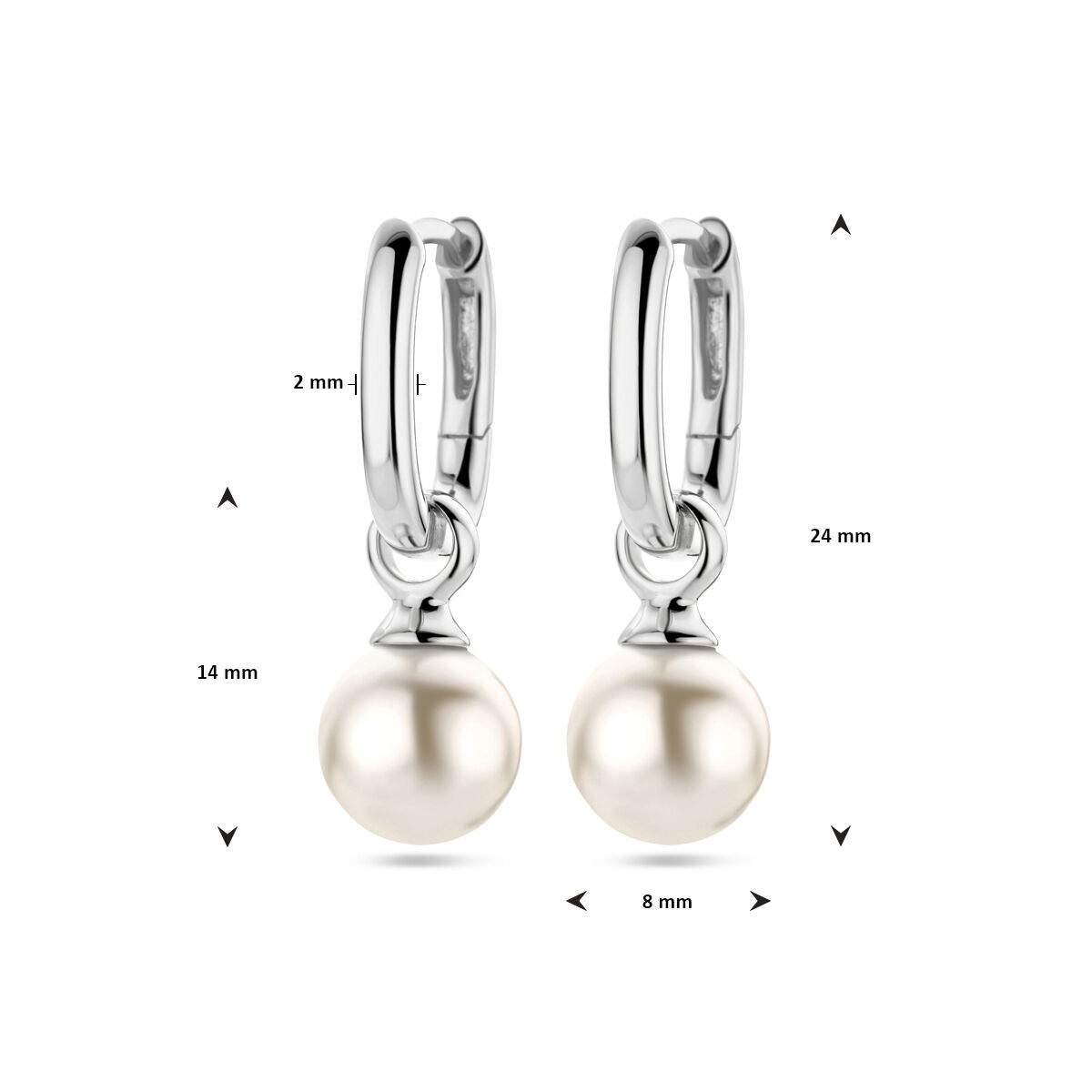 créoles perle synthétique argent rhodié