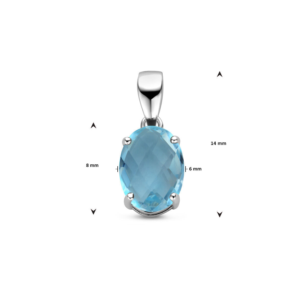 pendentif topaze bleue argent rhodié