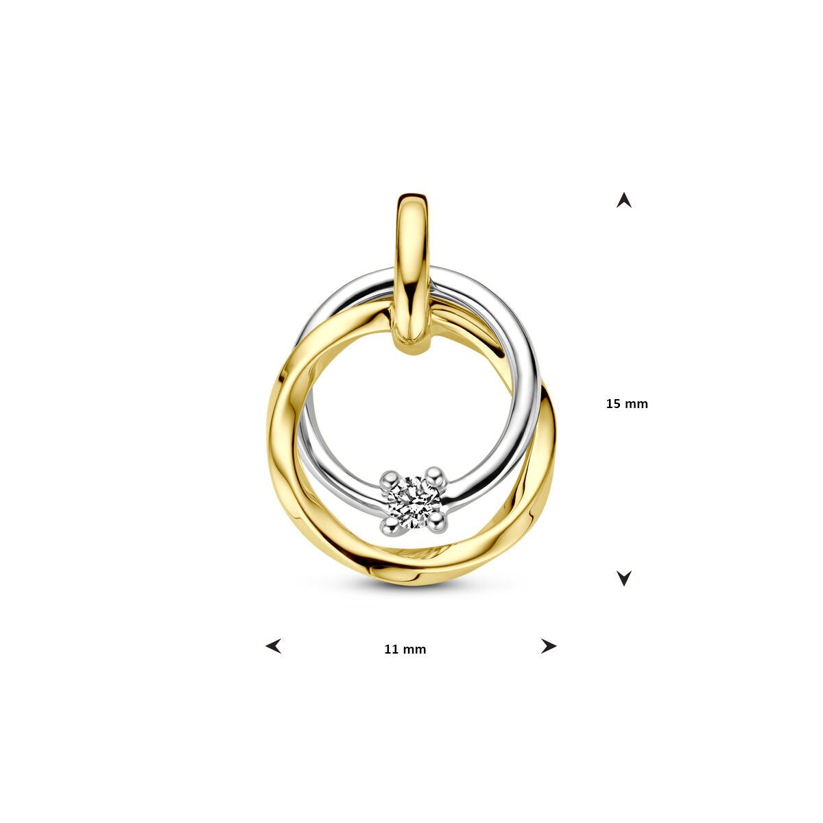 pendentif diamant 0.03ct h si or bicolore jaune/blanc