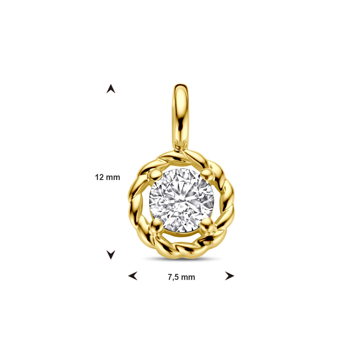 pendentif zircone 14K or jaune