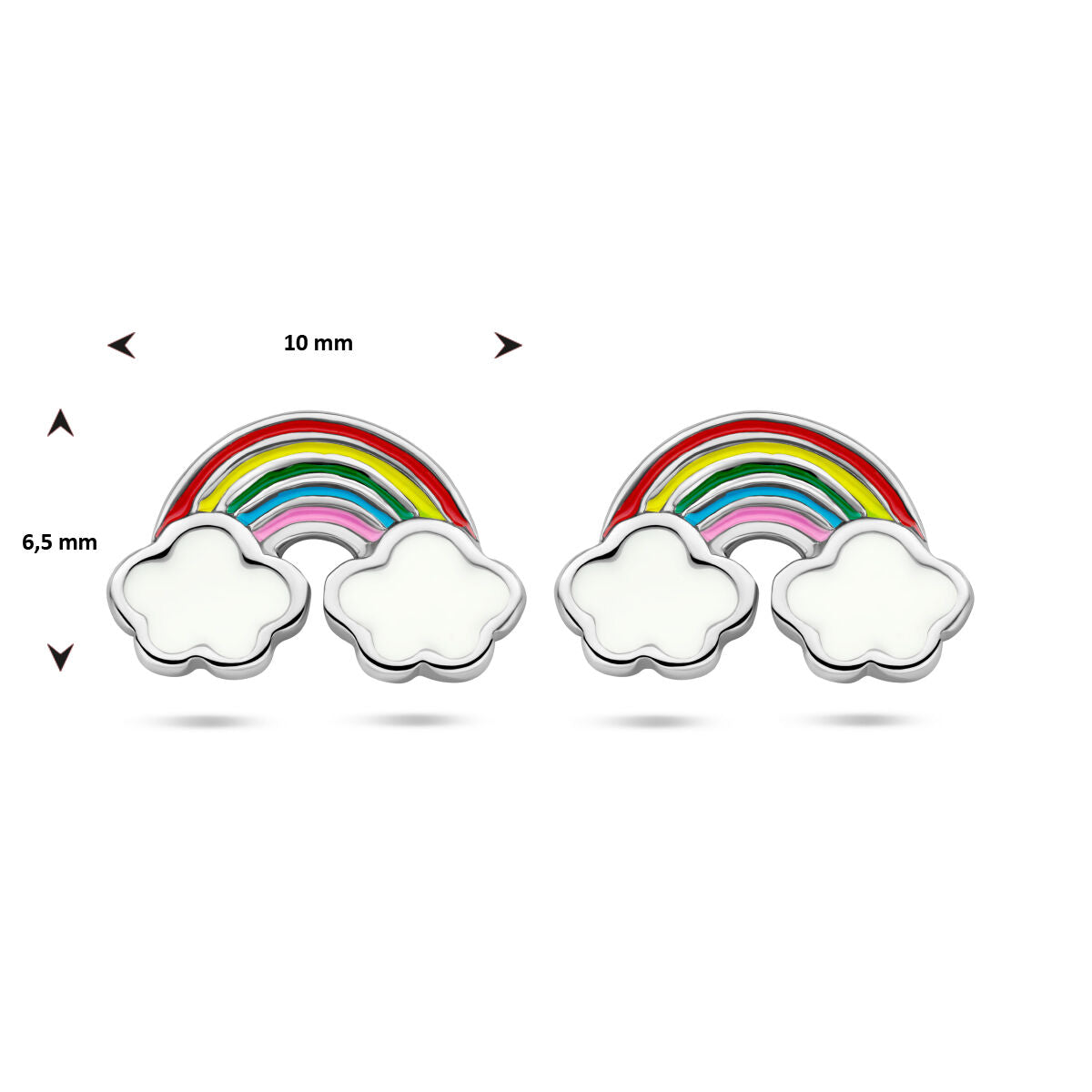 puces d'oreilles arc-en-ciel argent rhodié