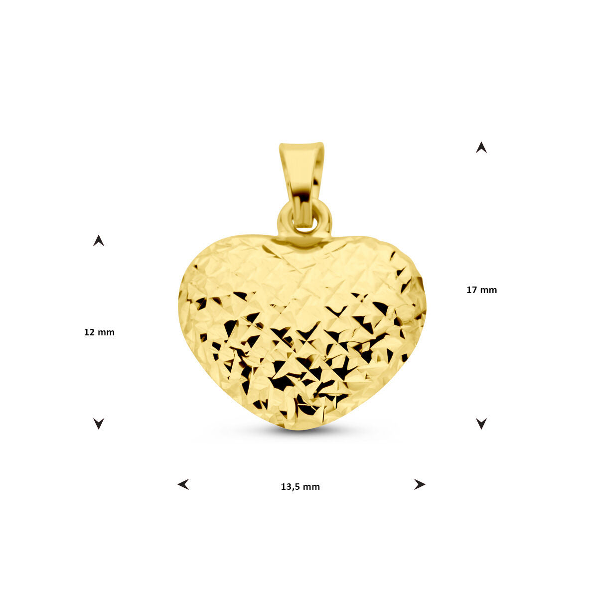 pendentif cœur diamanté or jaune 14K
