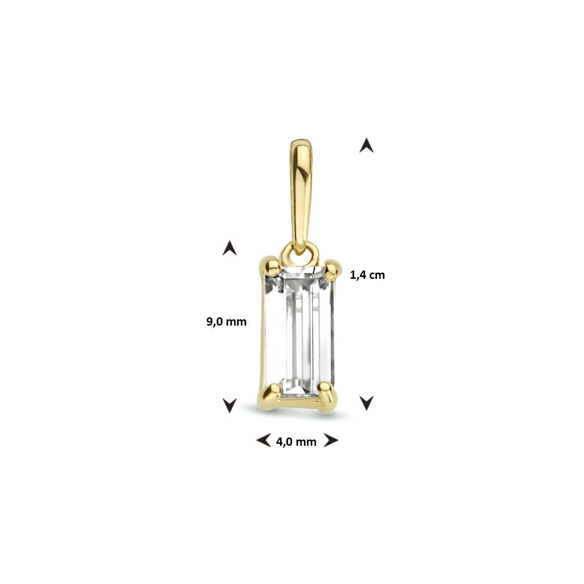 pendentif zircone 14K or jaune