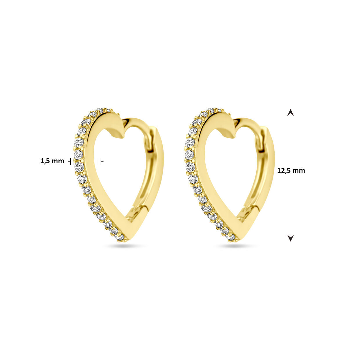 créoles en forme de cœur zircone 14K or jaune