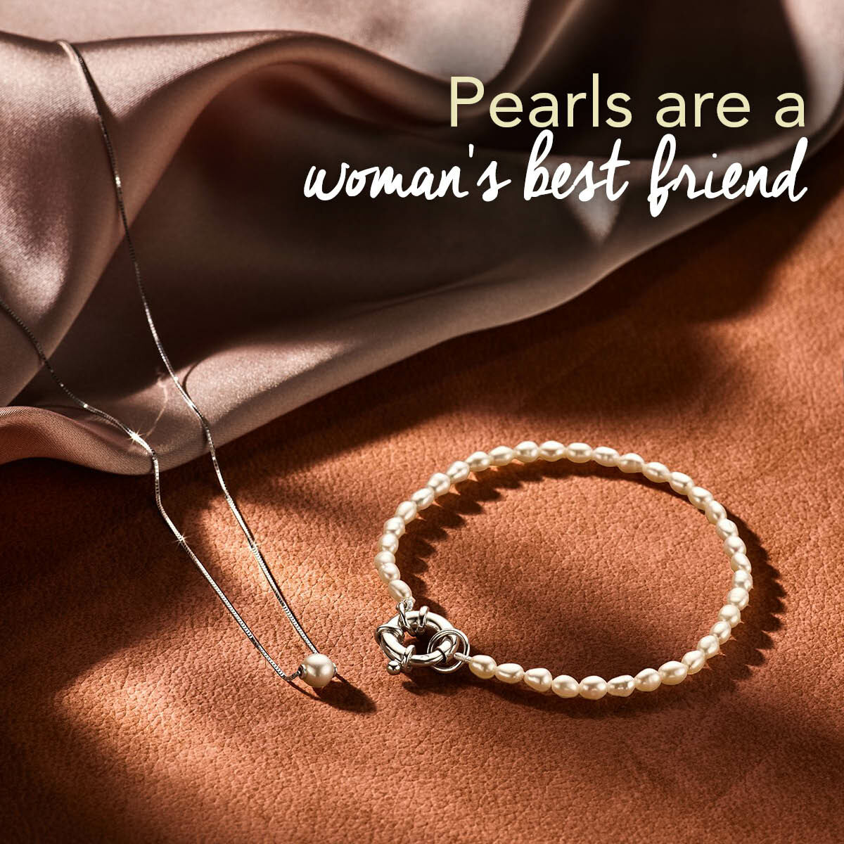 Bracelet en argent pour femme avec perle et grand fermoir rhodié