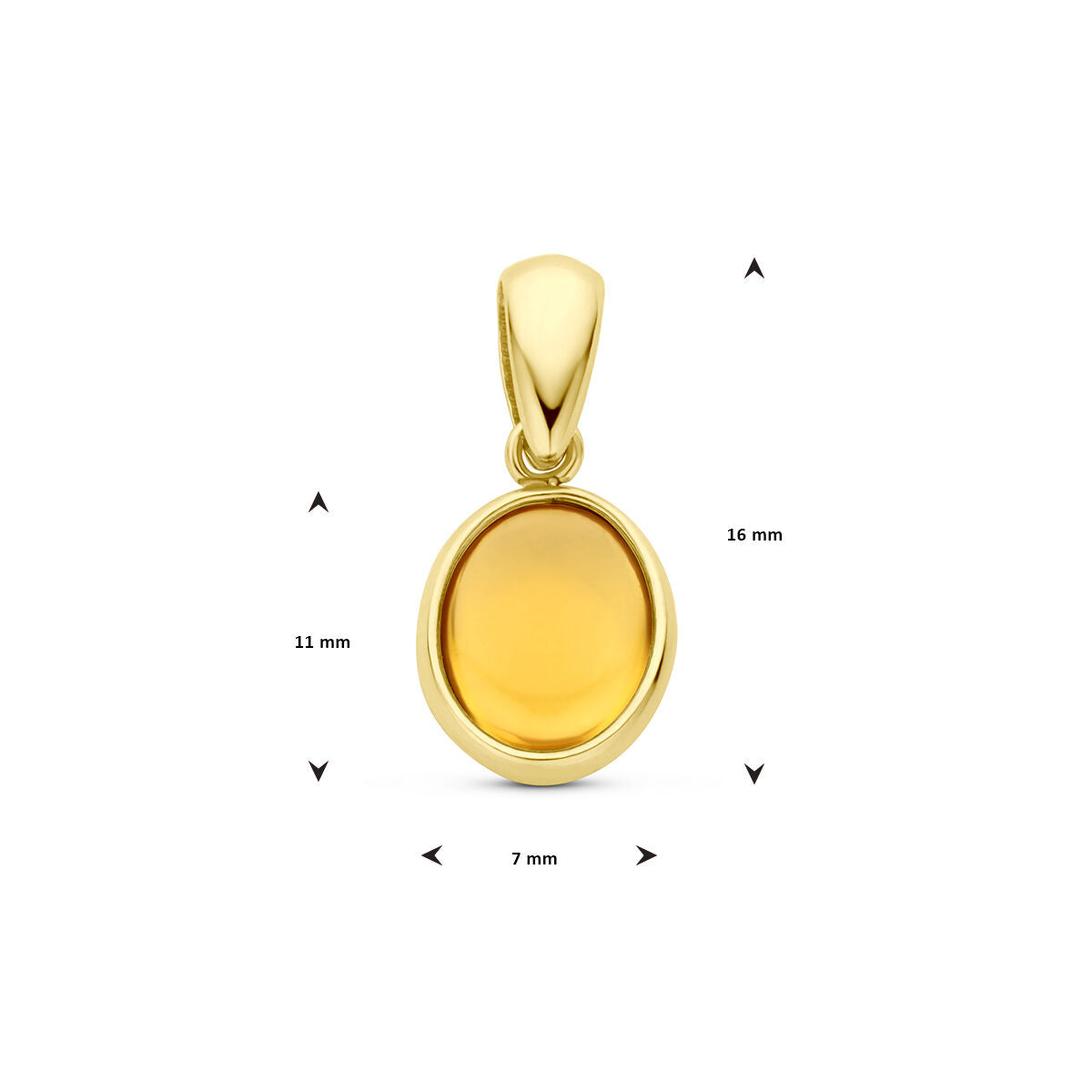 pendentif citrine or jaune 14K
