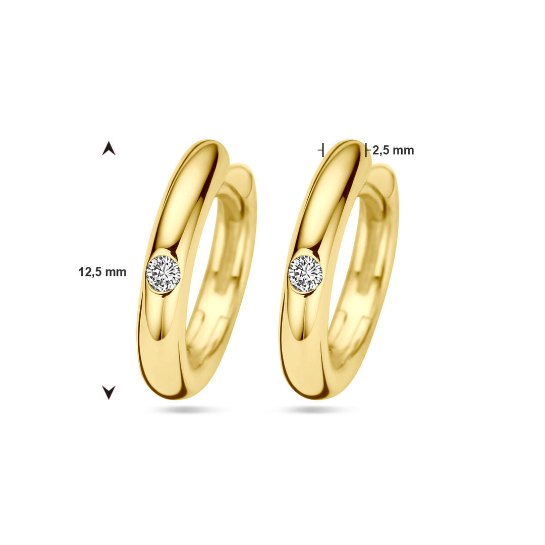 klapoorringen diamant 0.04ct (2x 0.02ct) h si 14K geelgoud