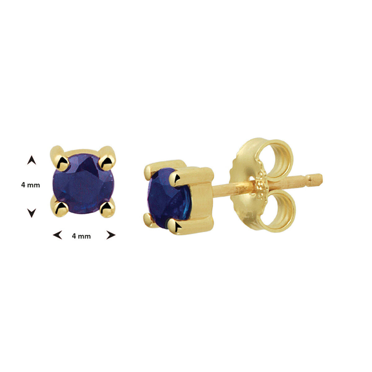 puces d'oreilles saphir or jaune 14K