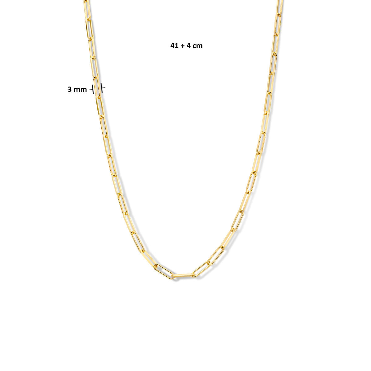 Collier en argent pour femme paperclip tube carré micron plaqué or (jaune)