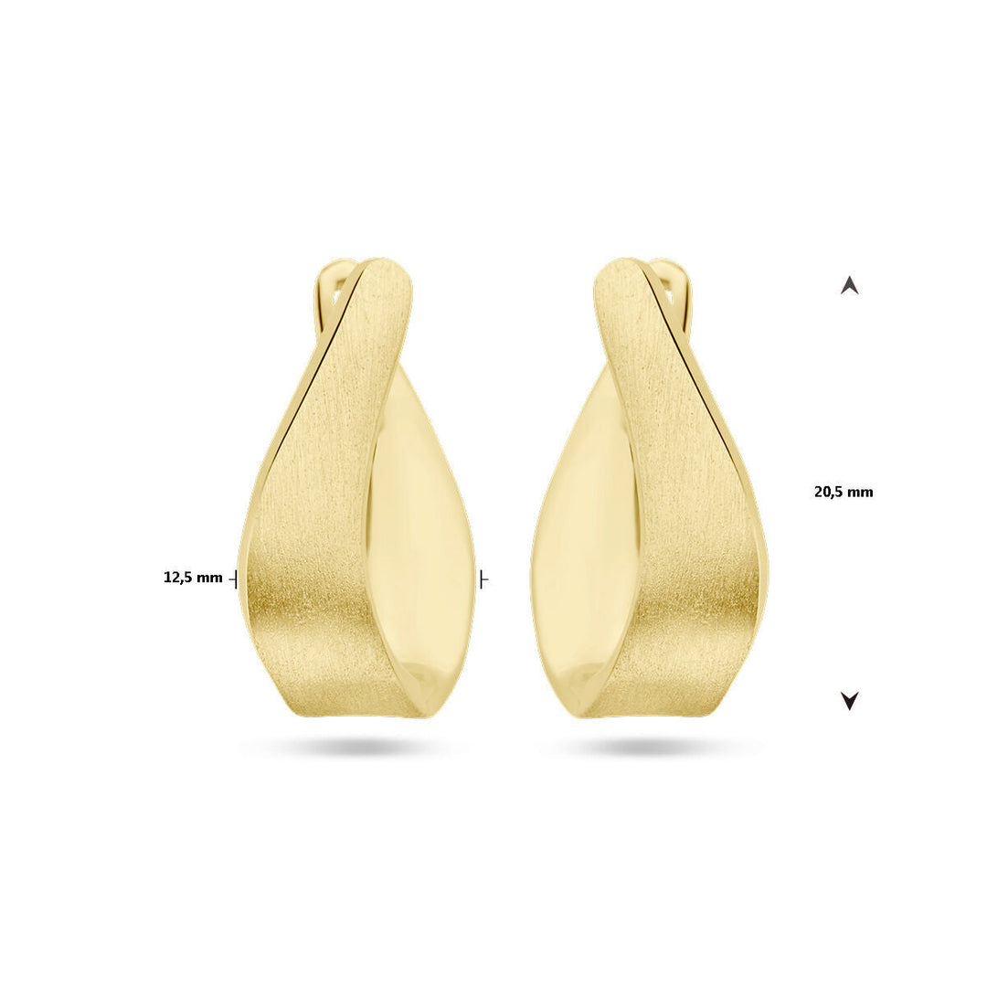 klapoorringen poli/mat 14K geelgoud