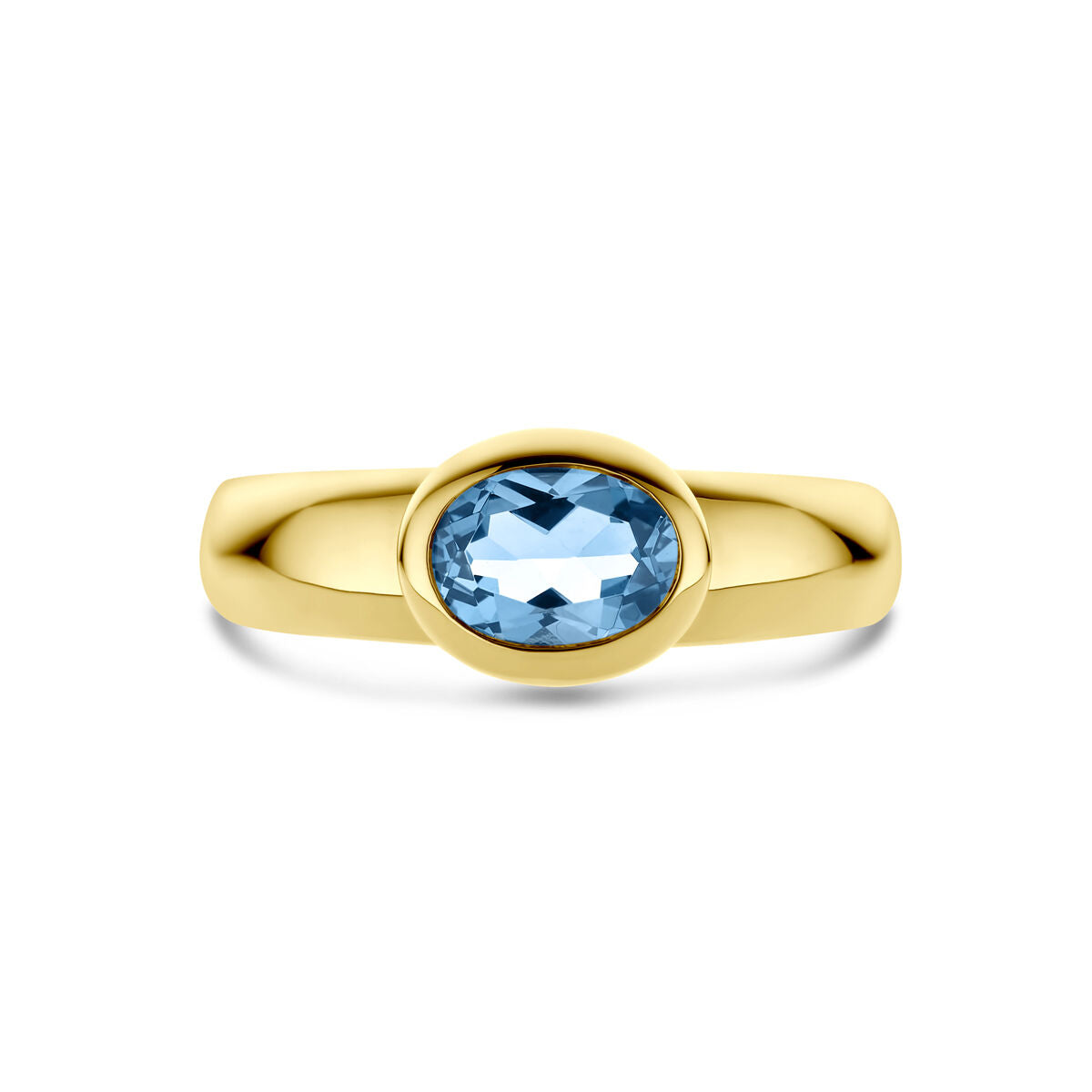 bague topaze bleue de Londres en or jaune 14K