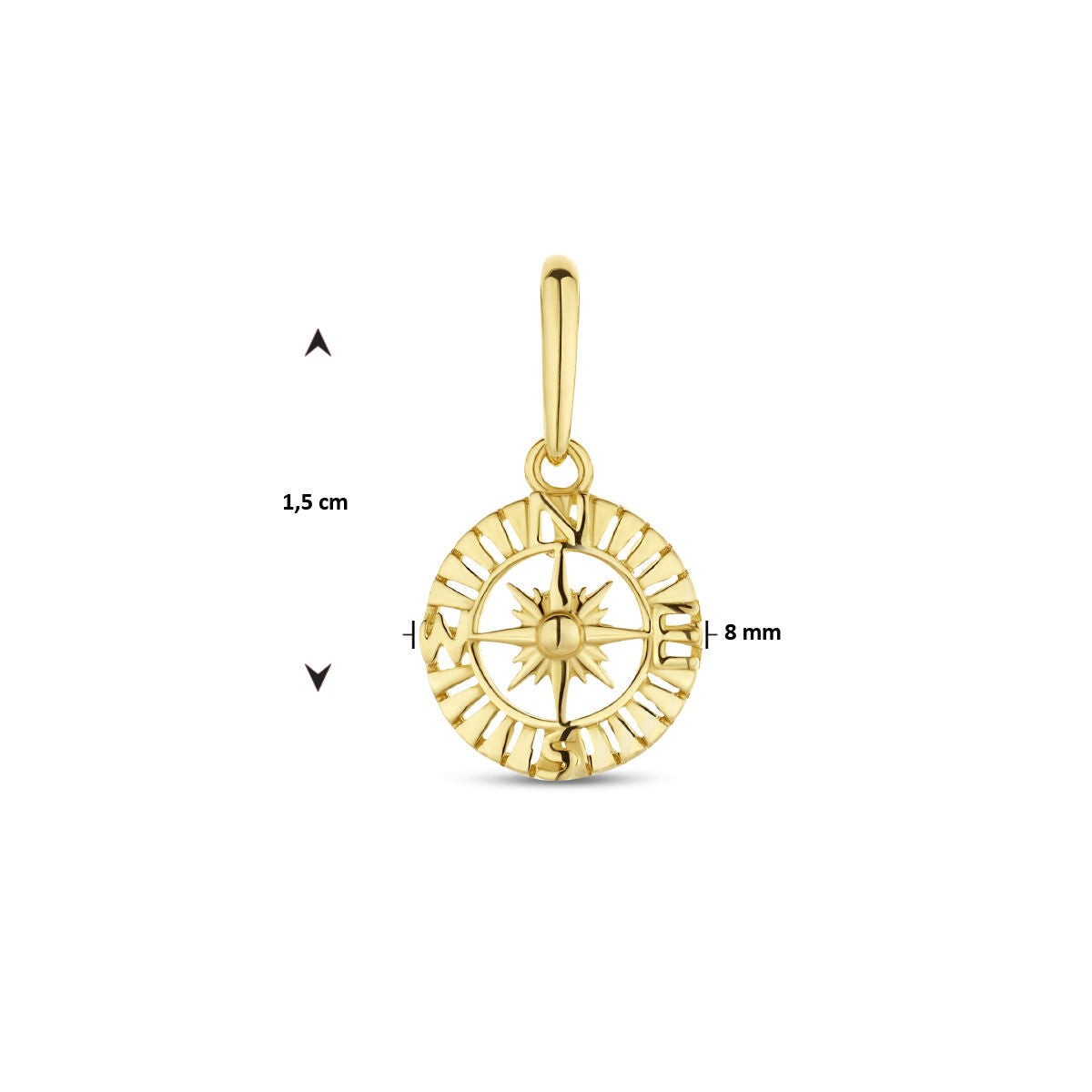 pendentif compas or jaune 14K