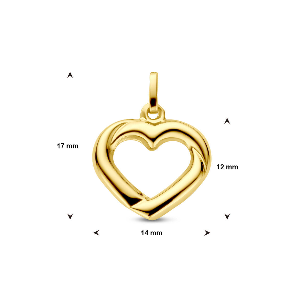 pendentif cœur or jaune 14K