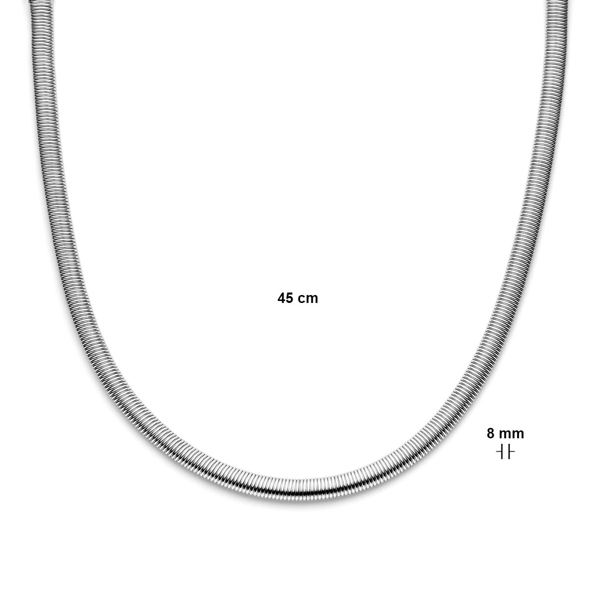 collier 8,0 mm 45 cm avec grand fermoir en argent rhodié