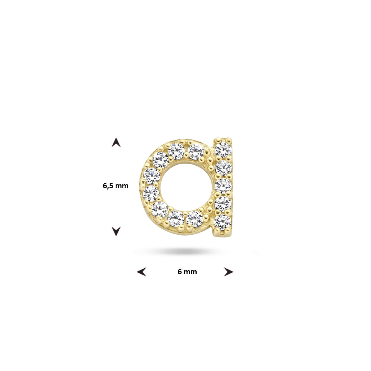 puce d'oreille lettre zircone à l'unité argent rhodié