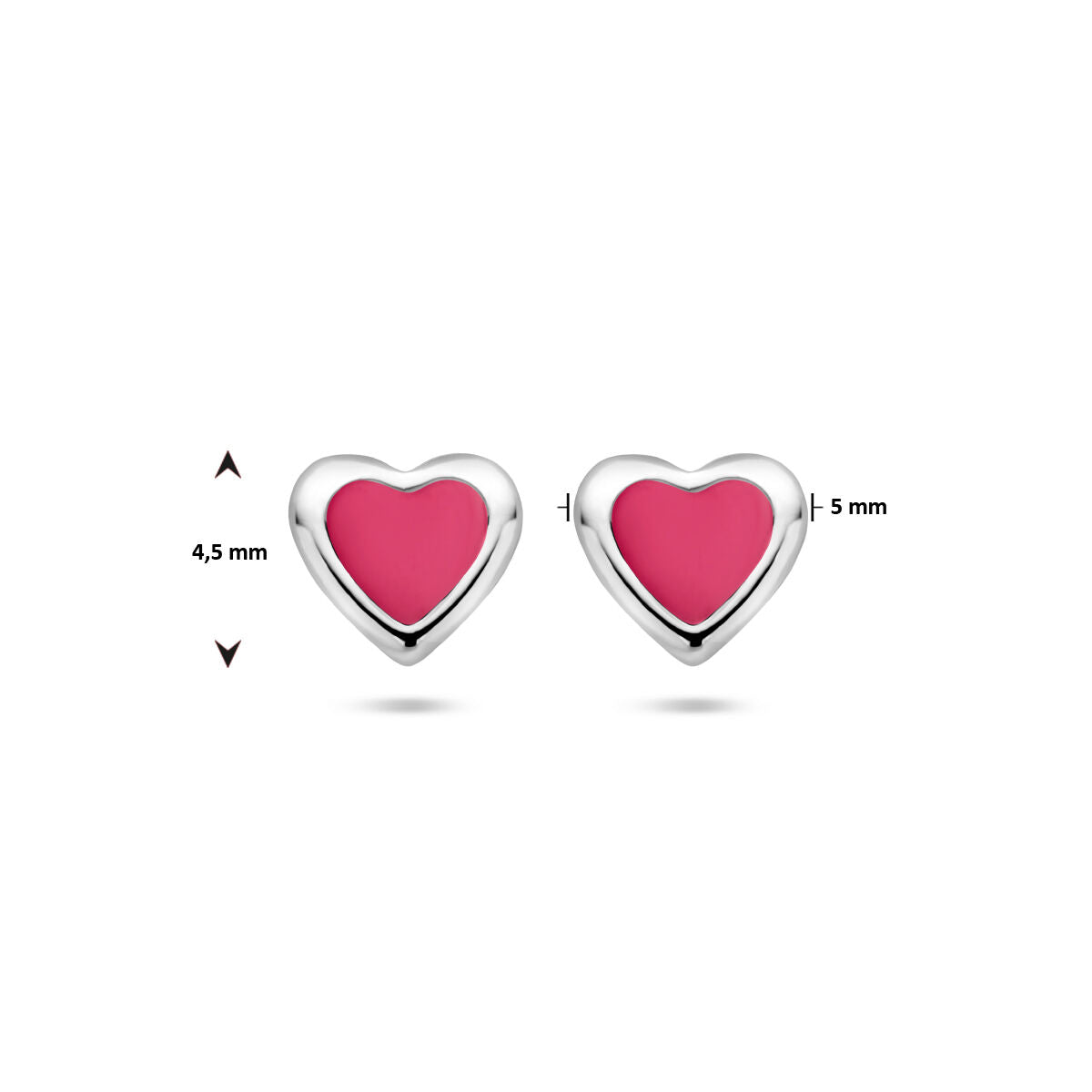 puces d'oreilles cœur argent rhodié