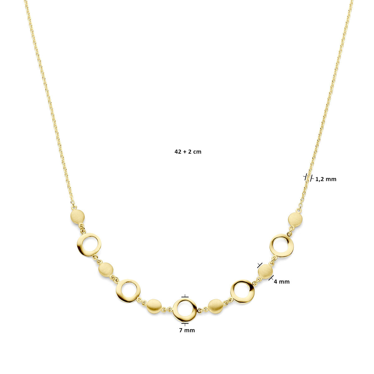 collier 42 + 2 cm poli/mat or jaune 14K